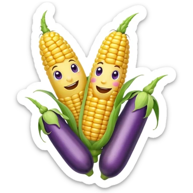 Happy corn with white paint and eggplant  sticker