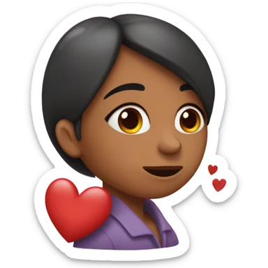 Una Mujer dandole un besi a otra con un corazon arriva de ambas cabezas  sticker