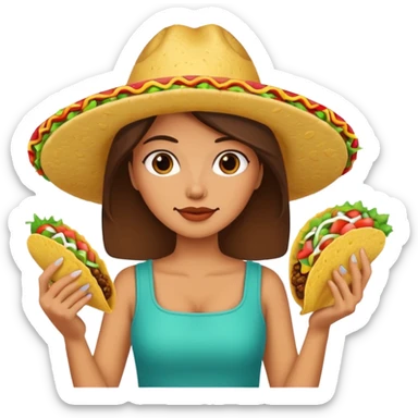 woman holding taco sticker