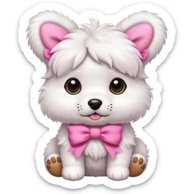 Puppy with pink bows sticker