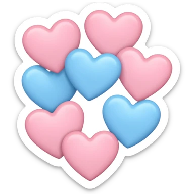 Light pink and baby blue hearts sticker