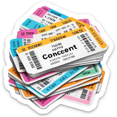 thousands of concert tickets stacked up sticker