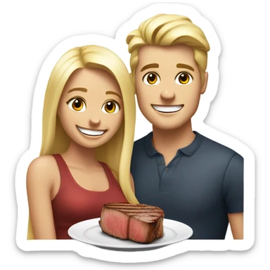 20 year old Blonde couple eating steak sticker