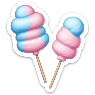 Pink and blue fluffy cotton candy on a stick sticker