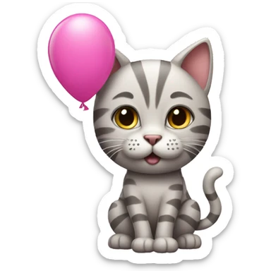 Cat with a pink balloon  sticker
