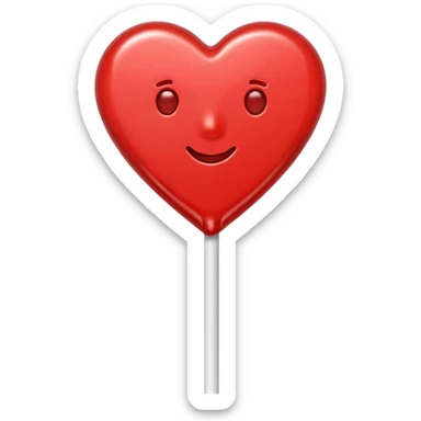 red heart-shaped lollipop on a stick sticker