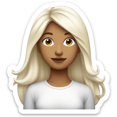 Jeune fille cheveux noir long tête un peu ronde peau blanche  sticker