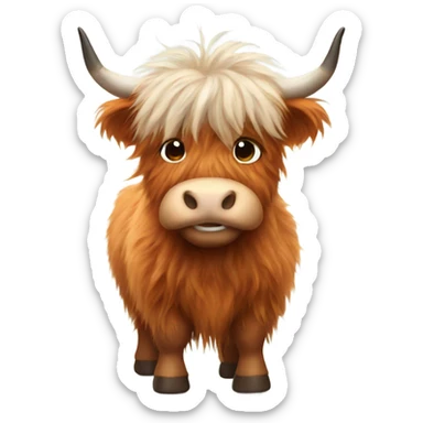 Fluffy highland cow sticker