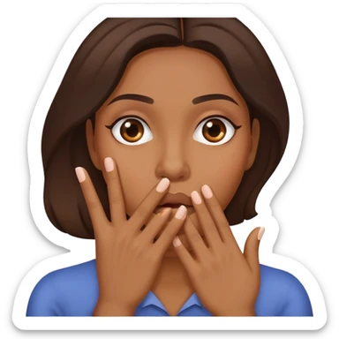 Oops gesture with hand covering mouth, then three female symbols in a row sticker