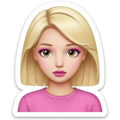 blonde girl, pink clothes, trendy heavy makeup sticker