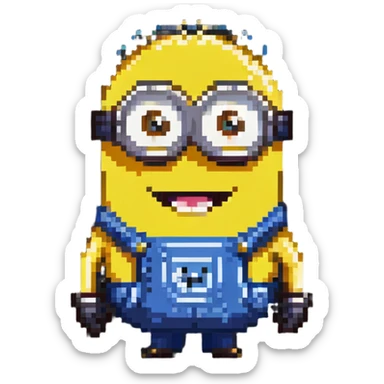 happy Minion pixel art character sticker