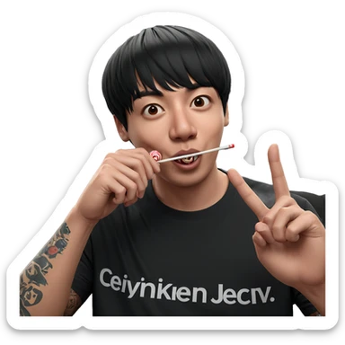 boy with lollipop and tattoos sticker