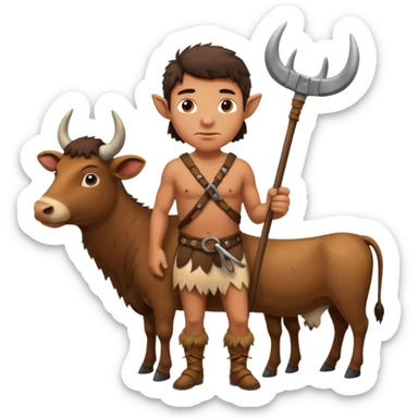 Stone age man  with Ox Plow sticker
