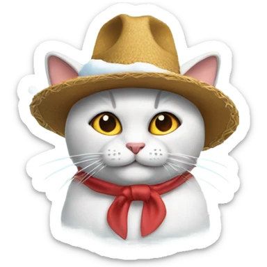 Gato con un sombrero de nieve sticker