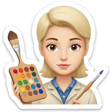 Painter with palette and small paintbrush sticker