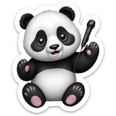 panda doing karaoke sticker