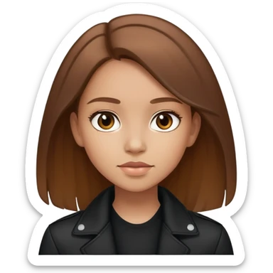 Light-skinned girl with brown hair wearing black jacket sticker