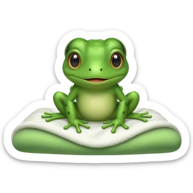 cute baby frog on bed sticker