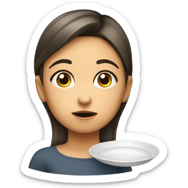 girl asking for food with an empty plate sticker