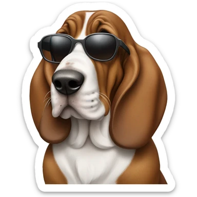 basset hound with sunglasses sticker