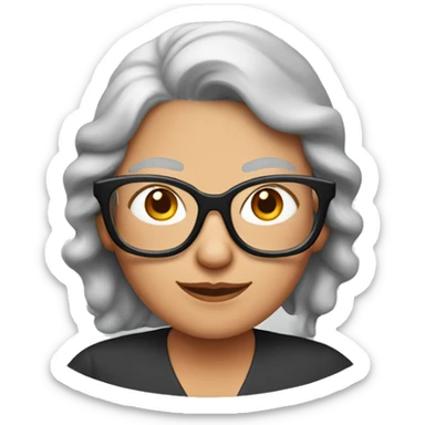 Grandma emoji, wearing cat-eye shaped rim glasses and long red hair sticker