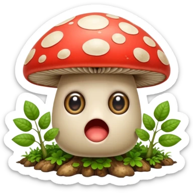 forest character shocked wide eyes mushroom dropped from hands sticker