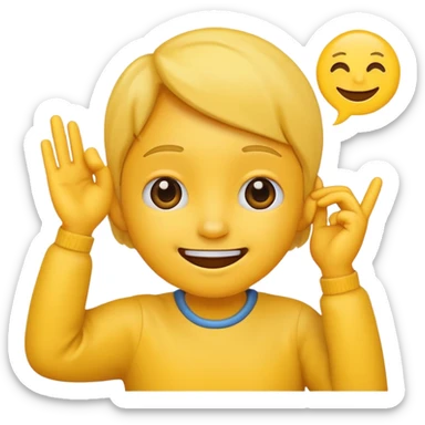 Quirky emoji with hand on ear sticker