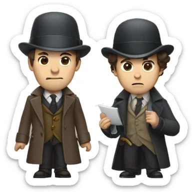 Sherlock Holmes and Watson investigating at a crime scene sticker