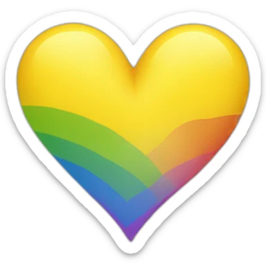 yellow heart with lgbt flag sticker