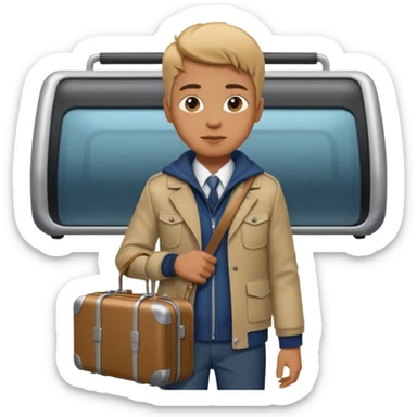 Rider with suitcase,Metro Riders, inside metro train, no transparent, with background,full image , negative transparent, positive background. sticker