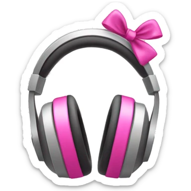 Headphones with a pink bow on sides sticker