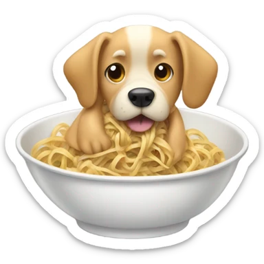 Dog eating noodles  sticker
