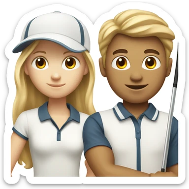 White sixth grade girl and white fourth grade boy playing golf  sticker