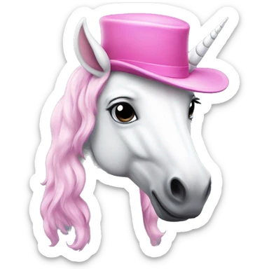 unicorn wearing pink hat  sticker