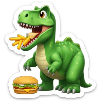 Kasimir the dinosaur eat a mc donald sticker