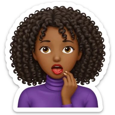 black women choking herself curly hair sticker