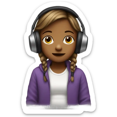 Small girl listening to music  sticker