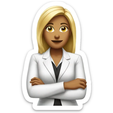 Arms crossed stern face white business woman sticker