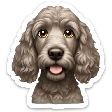 Brownish gray doodle dog sticker