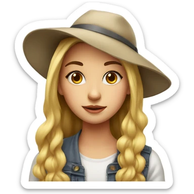 girl in hat portrait sticker