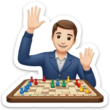 Board game man raising hand  sticker