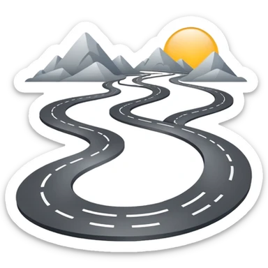 Clean roadmap icon emoji with curved path and milestones, modern corporate style sticker