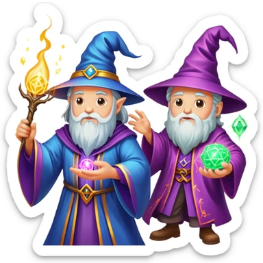 wizard and brain in a magical spell duel sticker