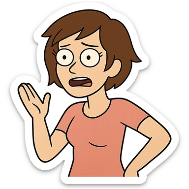 woman with short brown hair in flat toon style sticker