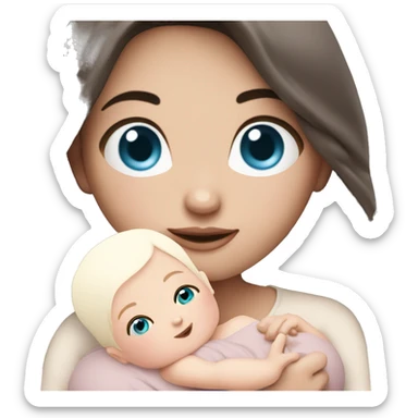 mom holding newborn baby girl with blue eyes and white skin baby dark hair white skin newborn little baby girl pink sticker