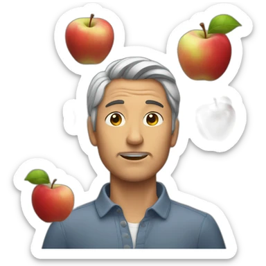 A man who fell in a bunch of apples sticker