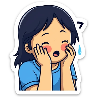 a girl crying in pain, sad, tears streaming down face sticker
