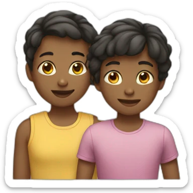 girl with three boys sticker