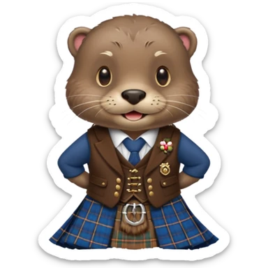 Otter in a Scottish kilt sticker