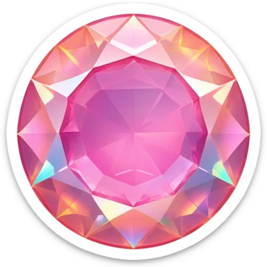 round cut pink fire opal with sharp facets and holographic iridescence sticker